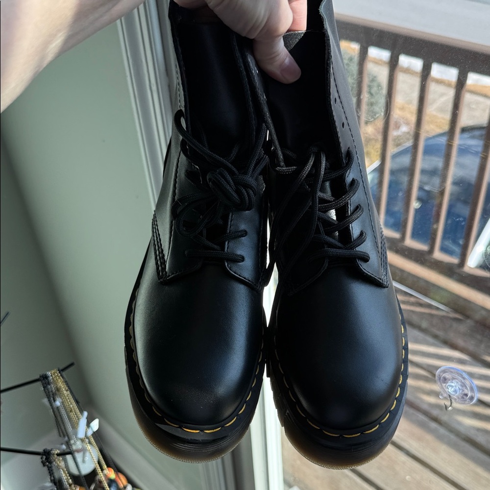 Dr. Martens Black Leather Boots with Yellow Accents - Picture 11 of 12